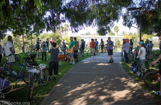 Riders gather at the start of the ride.