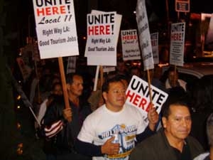 Photo from Union Protest in West Hollywood via WeHo News. Copyright: UNITE HERE