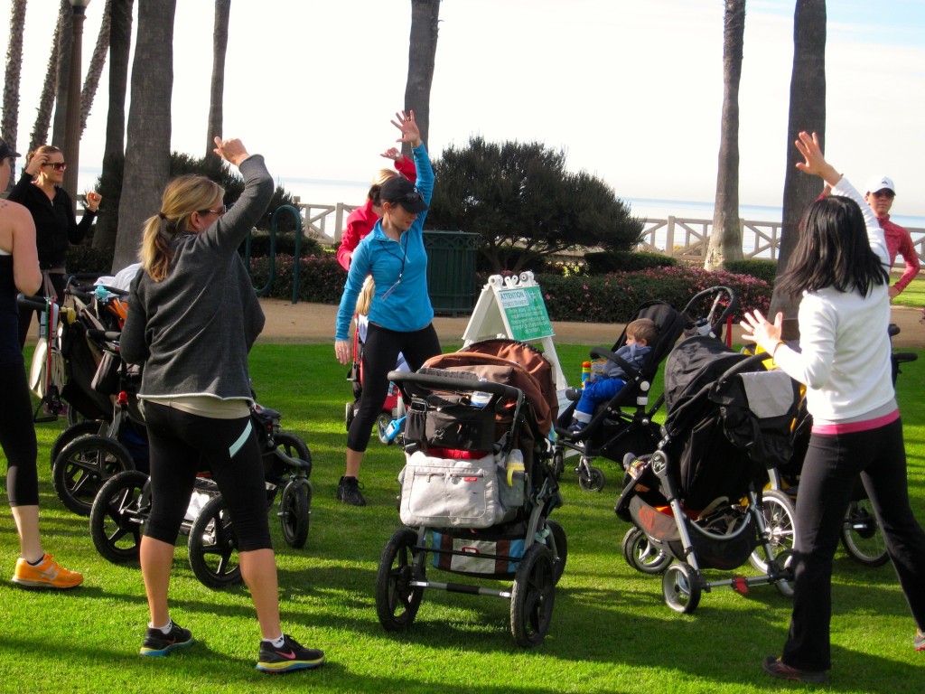 Photo 2: Trainer Lynn Case leads a group of moms in a Stroller Strides class in Palisades Park in Santa Monica on Tuesday, Jan. 7. Photo: Saul Rubin