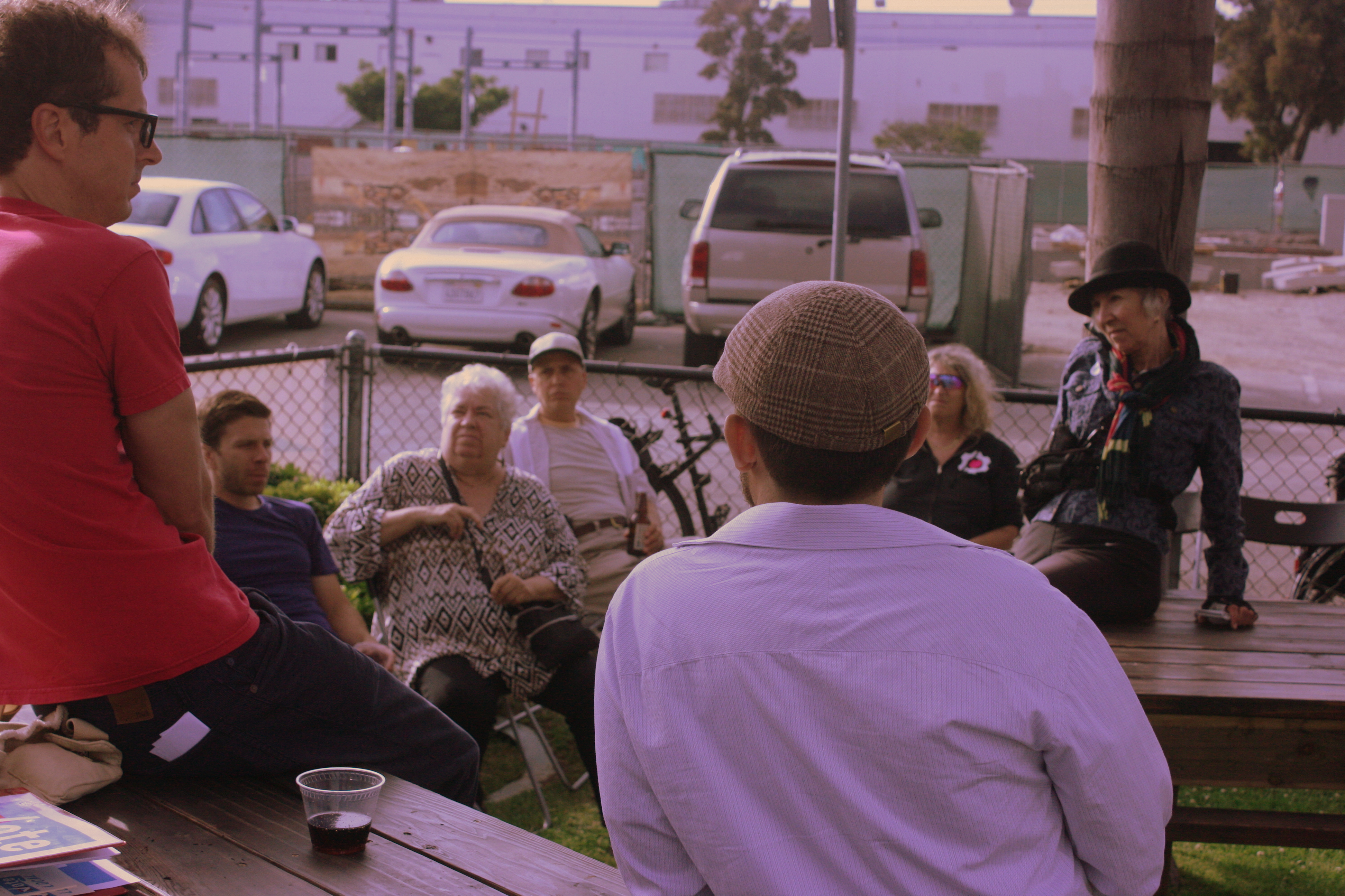 Talking Santa Monica's future at Next's Vote Local mixer. (Photo by Damien Newton)