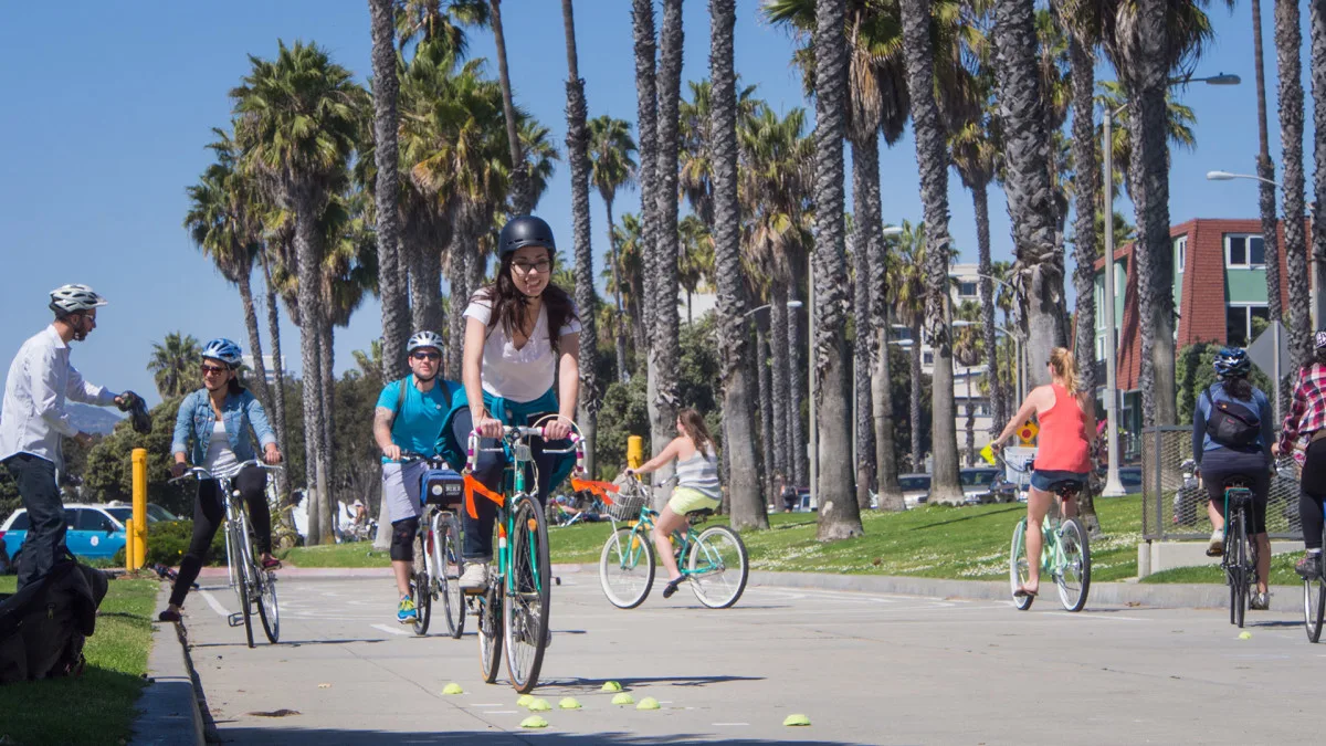 Cyclists-in-training hone their skills at Santa Monica's Bicycle Campus (photo by Mihai Peteu)