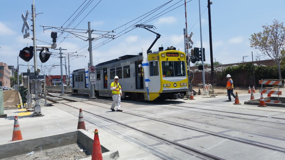 Test train continues eastbound across 19th Street.