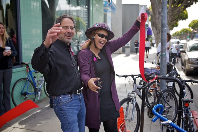  Richard Bloom (left) with Santa Monica Spoke’s Cynthia Rose