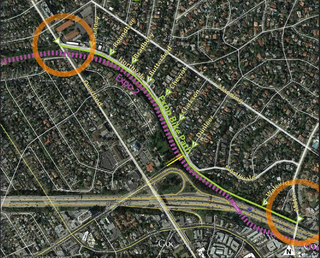The Expo Line bike path will soon extend east and west of this 0.7-mile “Northvale Gap.”