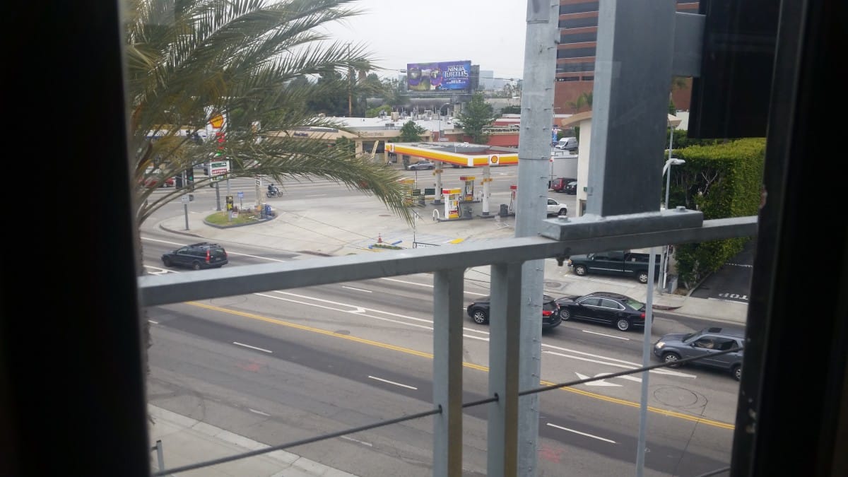 Here is the view from the Bundy station, looking north toward the Bundy/Olympic intersection.