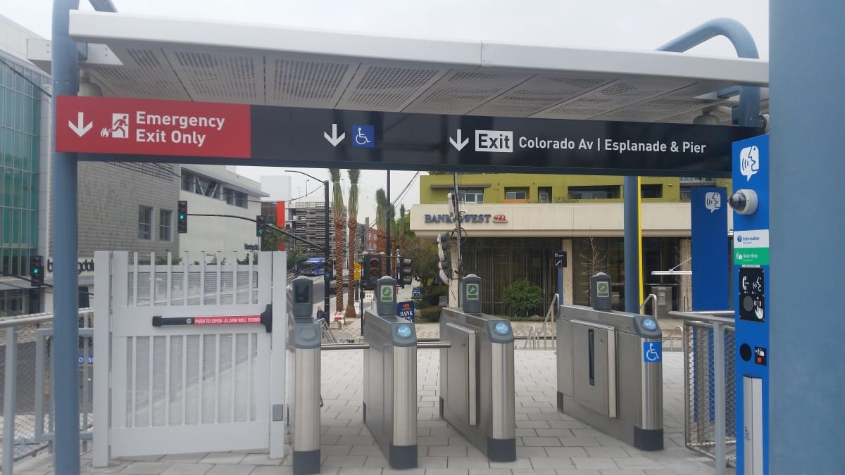 Signage helps passengers get their bearings once they disembark in downtown Santa Monica.