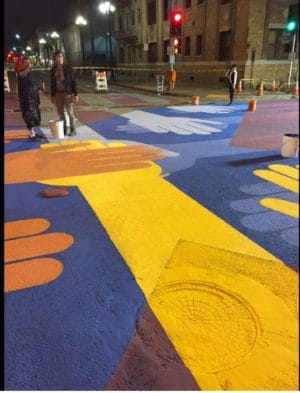 A statement from the city describes the crosswalks as "another way the City of Santa Monica is breaking the stereotype that nobody walks in L.A." Photo: Rick Cole/Twitter