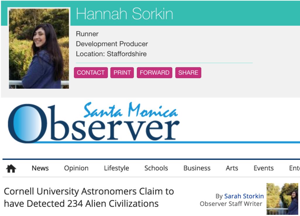 We're not going to link to Hannah's pages because she hasn't asked for someone to steal her picture and use it as a profile on fake news websites. But we did want people to see how the Observer is poaching people's identity to prop up fake articles on their fake website.