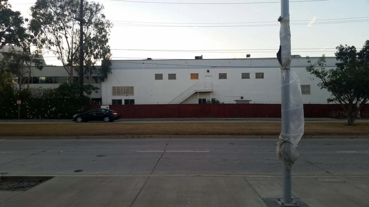 Looking at the Papermate site from the 26th Street Expo light rail station. Under the new plans, the view will remain mostly the same.