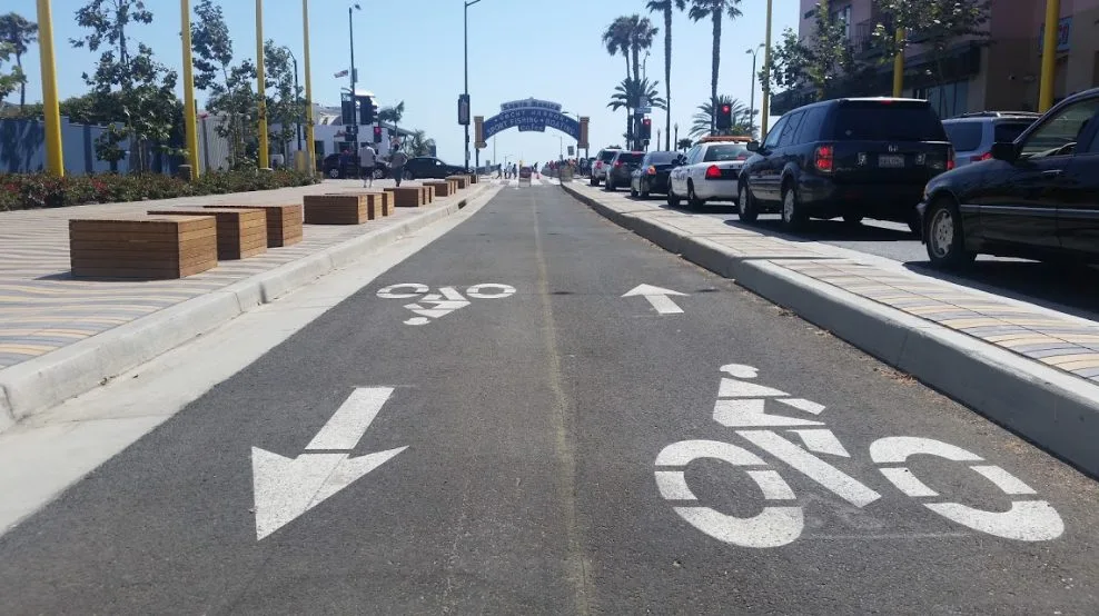 Work continues on the western end of the Esplanade cycle track, where it meets the Pier.