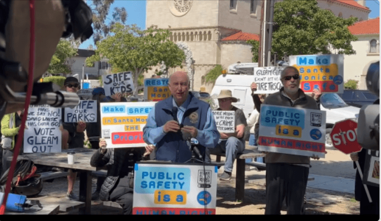 Majority of City Council Attends Rally Against County Needle Program Hosted by Group Known for the “Santa Methica Is Not Safe” Banner Majority of City Council Attends Rally Against County Needle Program Hosted by Group Known for the “Santa Methica Is Not Safe” Banner