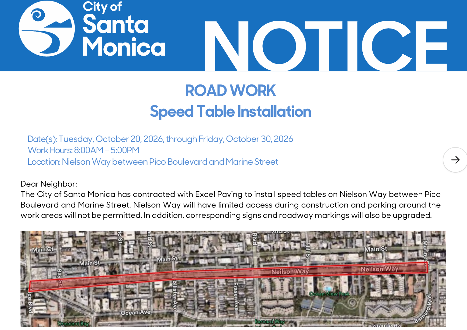 Speed Tables Being Installed on Neilson Way
